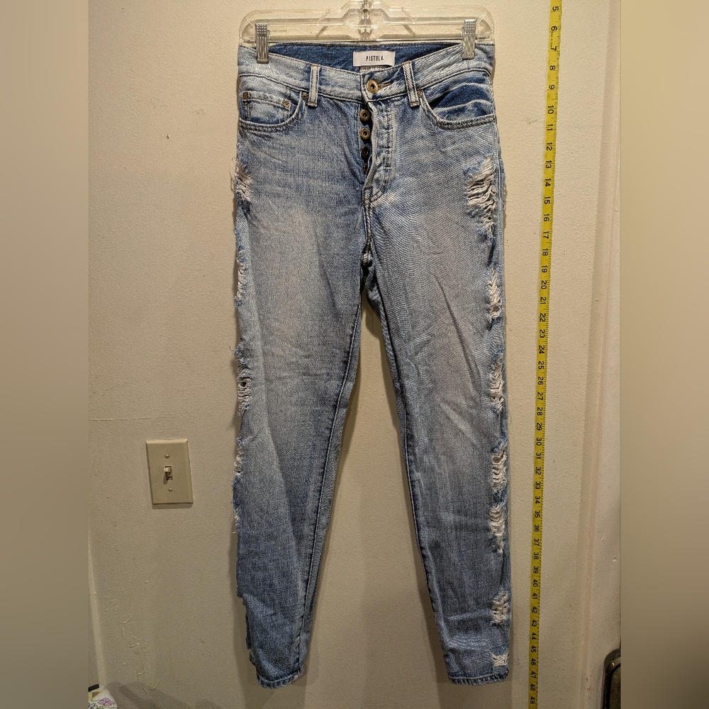 Pistola High Rise Distressed Blue Jeans Size 25